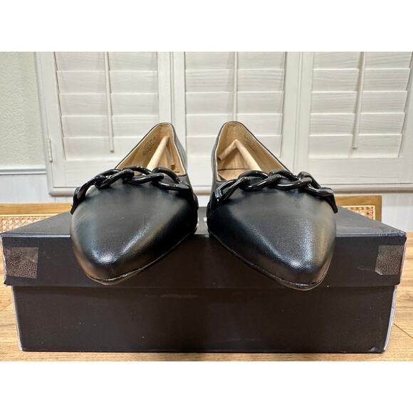 Naturalizer Women's Dressy Becca Flat Black Leather 9 NIB Office Metallic Detail - Picture 9 of 15